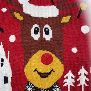 Ugly Christmas Sweater Rudolph Red Nose Reindeer W/Scarf Large ugh-Lee sweaters
